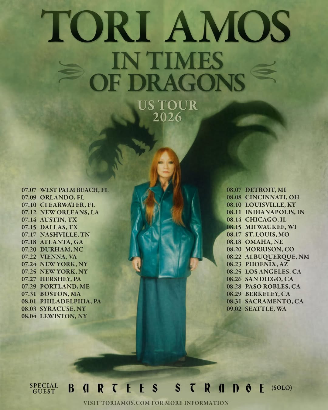 Tori Amos In Times of Dragons Tour Poster 2026